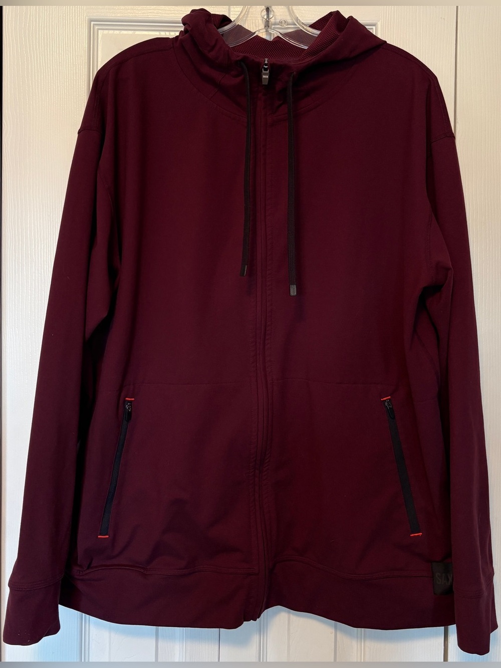 SAXX Trailzer Full Zip Hoodie Sweatshirt Dark Plum Burgundy Men's Size XLarge XL